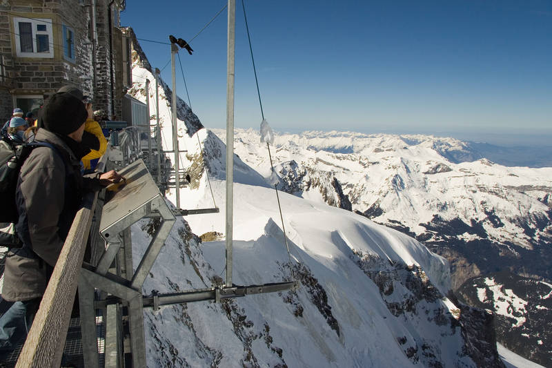 Boven op de Jungfraujoch (3454m). En heel koud!